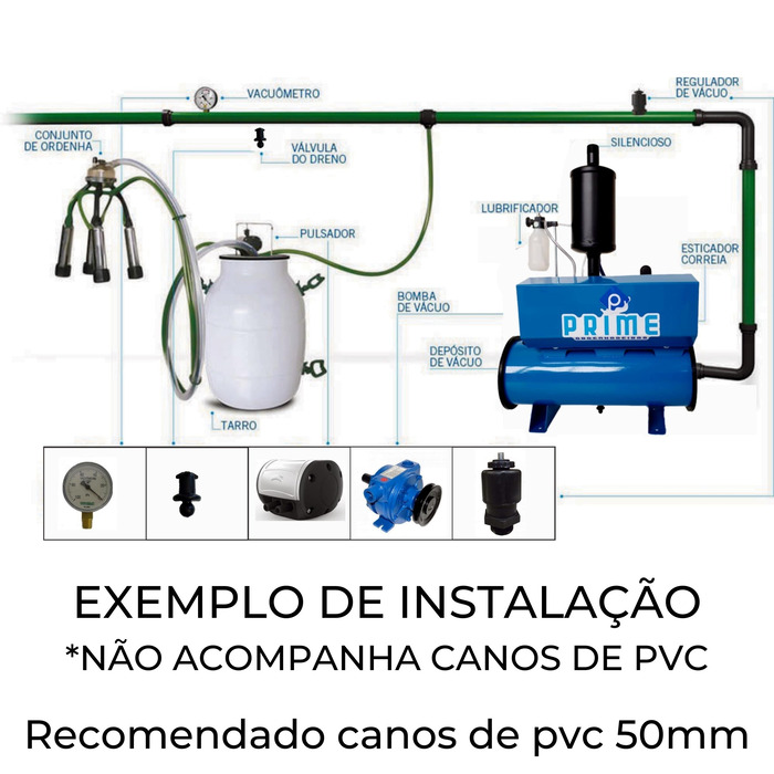 Ordenhadeira Prime Balde ao Pé BV 600 litros - Motor 2 cv - até 5 conjuntos (86000)