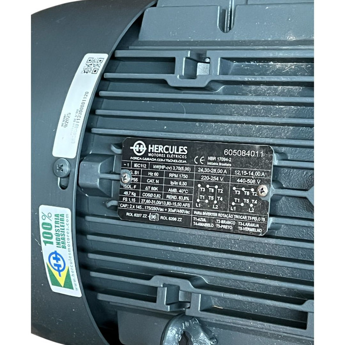 Motor Monofásico Hercules 5 Cv Baixa Rotação Blindado 220/440v