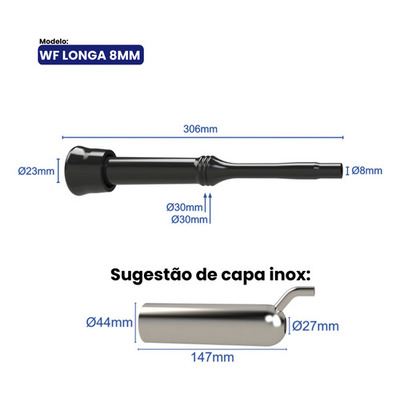 Teteiras Insuflador Westfalia Longa 8mm Inabor / Ordenhar 