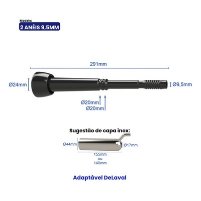 Teteira Insuflador 2 Anel 9,5mm - In Pulse Ordenhadeiras