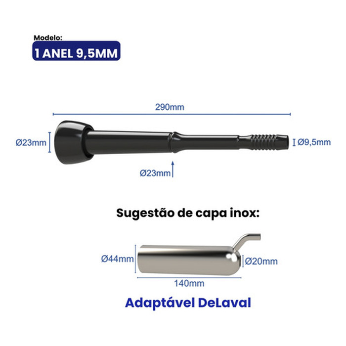 Teteira Insuflador 1 Anel 9,5mm - In Pulse - Kit 4 Peças