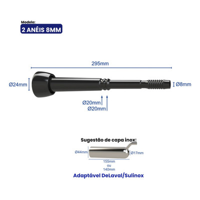 Teteira Insuflador 2 Anel 8mm - In Pulse - Kit 4 Peças