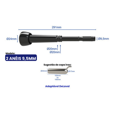 TETEIRA INSUFLADOR 2 ANEIS 9,5MM/ORDENHA