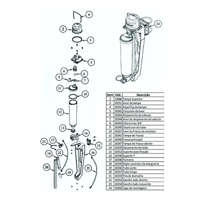 Frasco Do Medidor De Leite Milk Meter Nacional 40 Litros